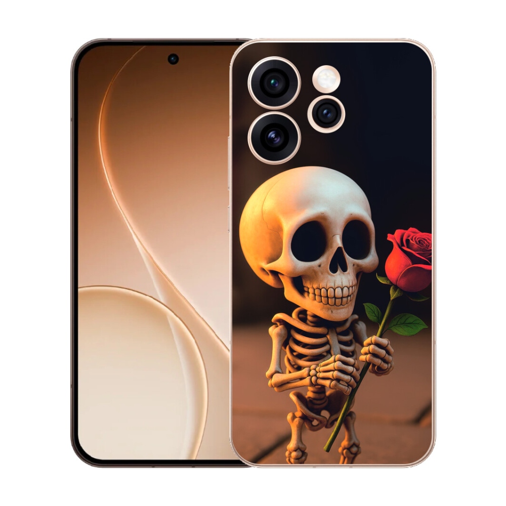 Gélový kryt mmCase na Oppo Reno 15 Pro 5G - kostlivec s ružou