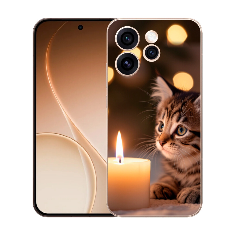 Gélový kryt mmCase na Oppo Reno 15 Pro 5G - mačiatko a sviečka