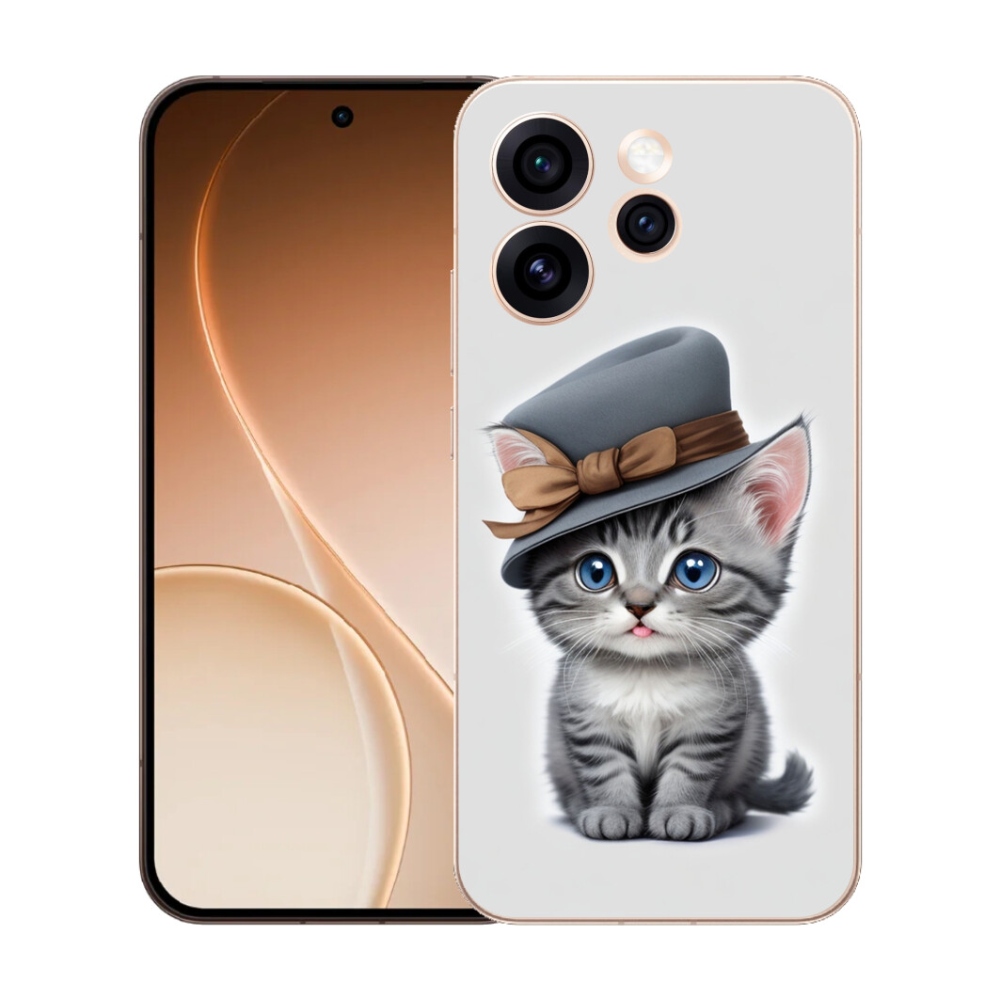 Gélový kryt mmCase na Oppo Reno 15 Pro 5G - mačiatko s klobúkom