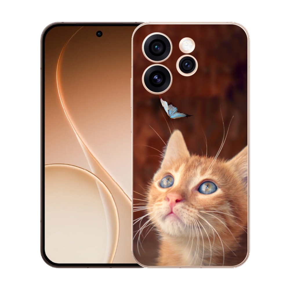 Gélový kryt mmCase na Oppo Reno 15 Pro 5G - motýľ a mačiatko