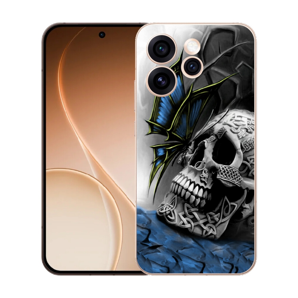 Gélový kryt mmCase na Oppo Reno 15 Pro 5G - motýľ a lebka