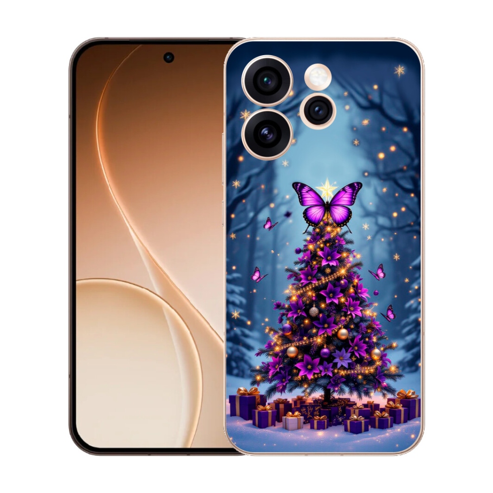 Gélový kryt mmCase na Oppo Reno 15 Pro 5G - motýlí vianočný stromček