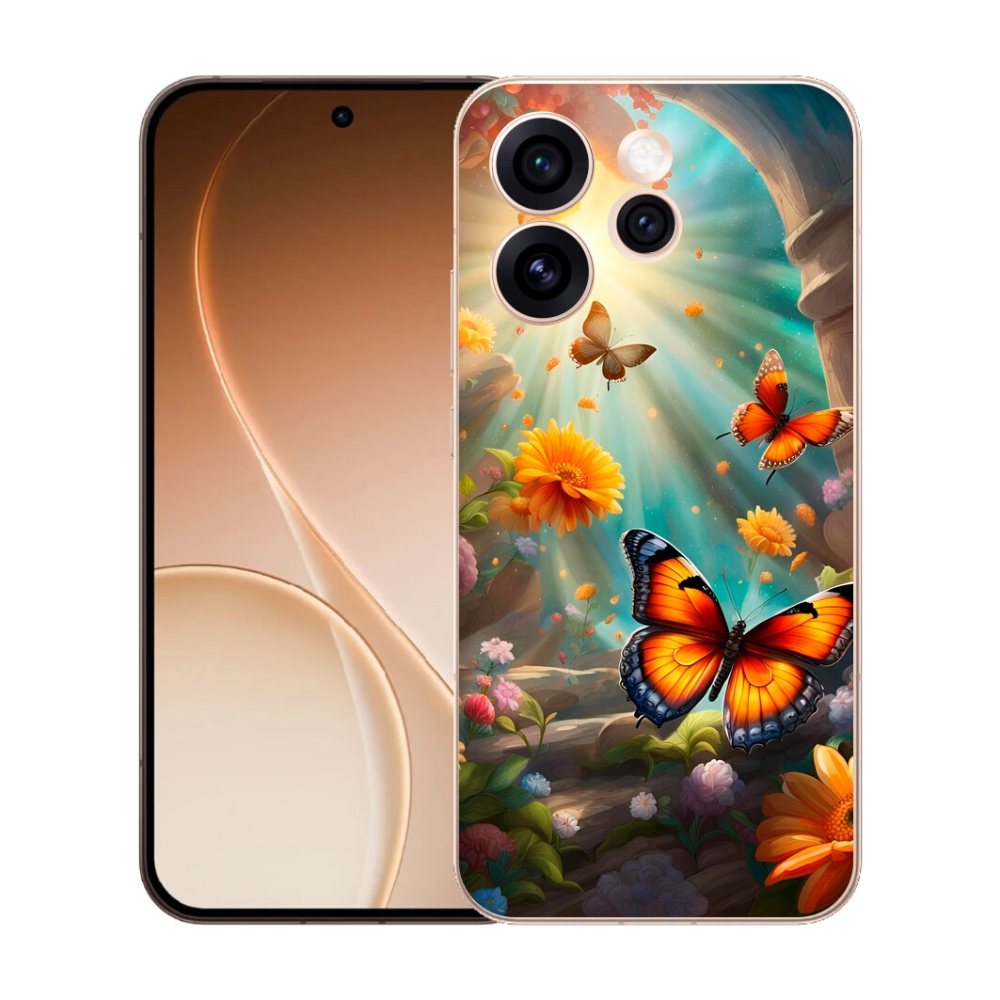Gélový kryt mmCase na Oppo Reno 15 Pro 5G - motýlia záhrada 2