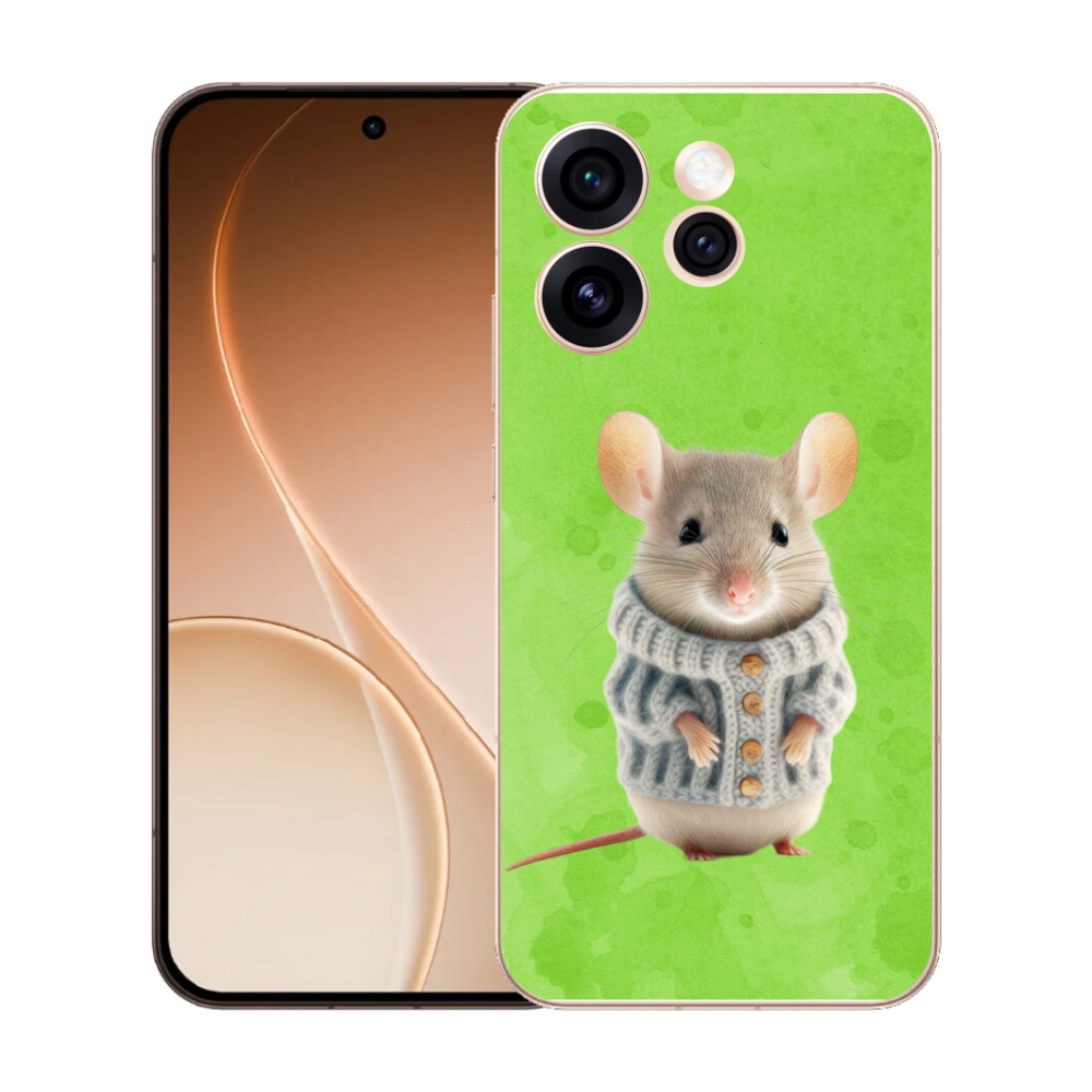 Gélový kryt mmCase na Oppo Reno 15 Pro 5G - myška vo svetri