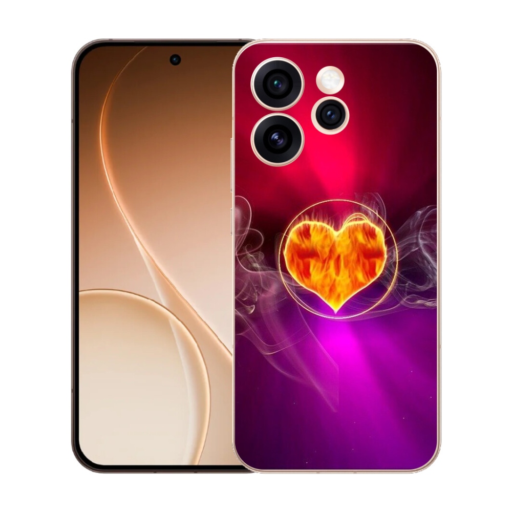 Gélový kryt mmCase na Oppo Reno 15 Pro 5G - ohnivé srdce