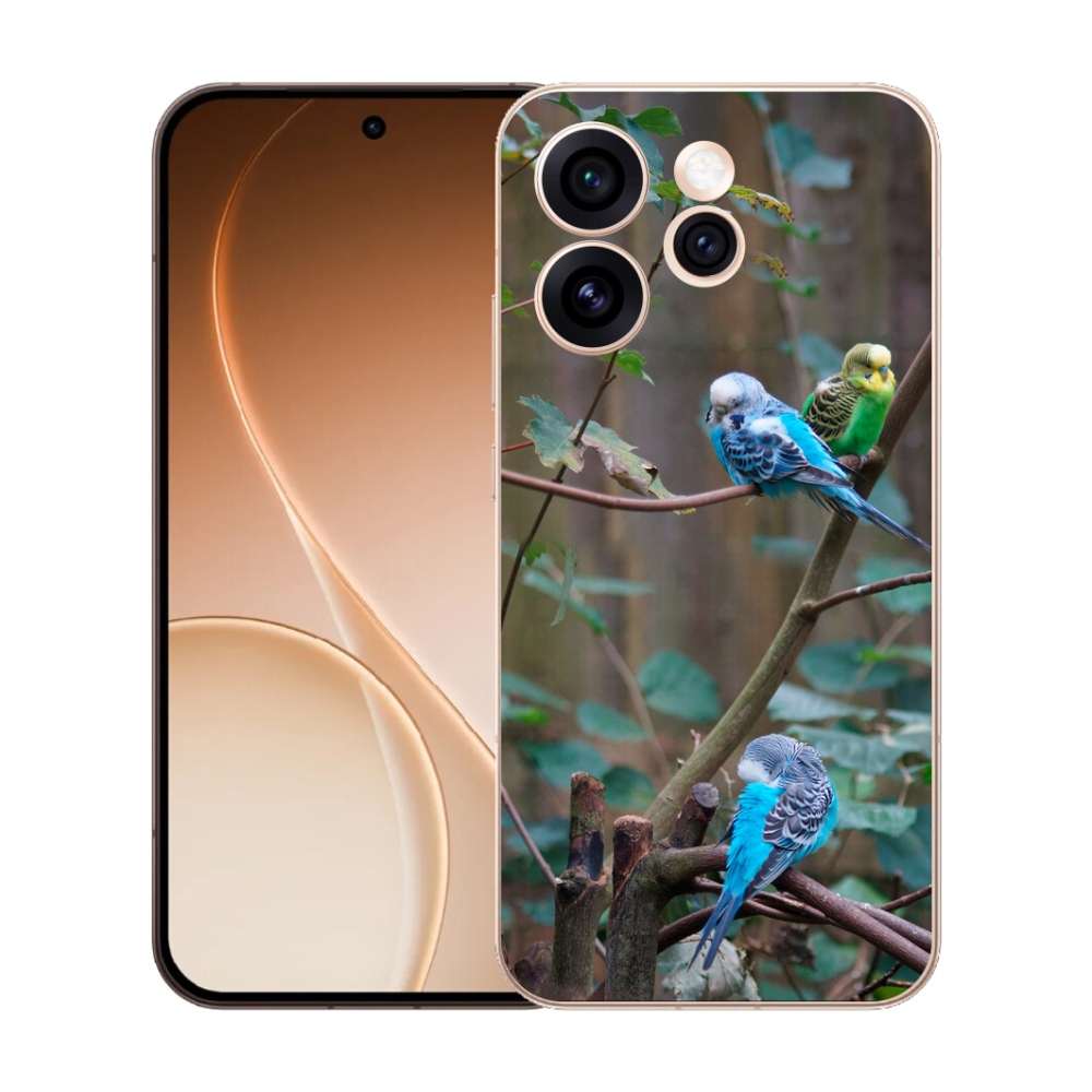 Gélový kryt mmCase na Oppo Reno 15 Pro 5G - papagáje na vetve