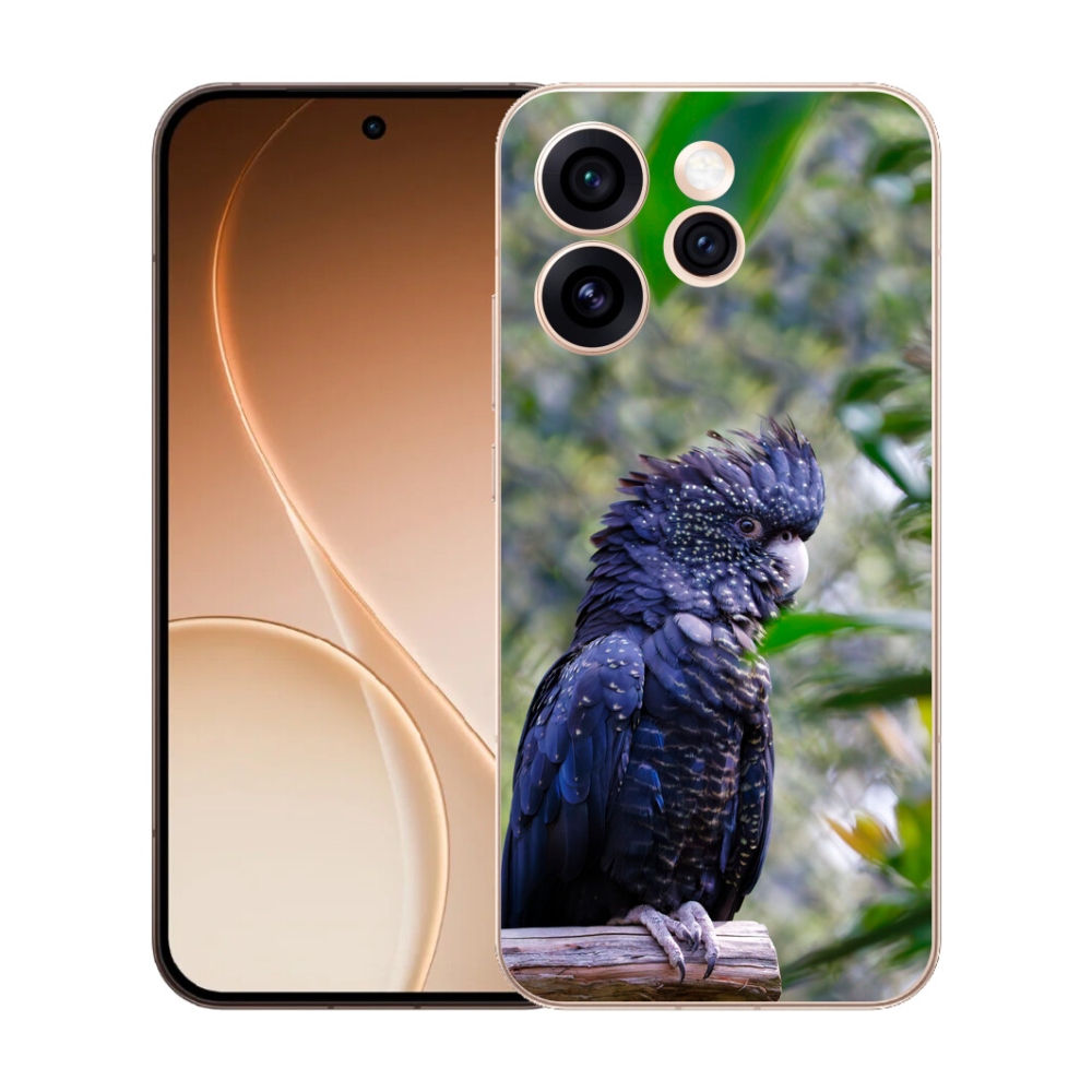 Gélový kryt mmCase na Oppo Reno 15 Pro 5G - papagáj kakadu čierny