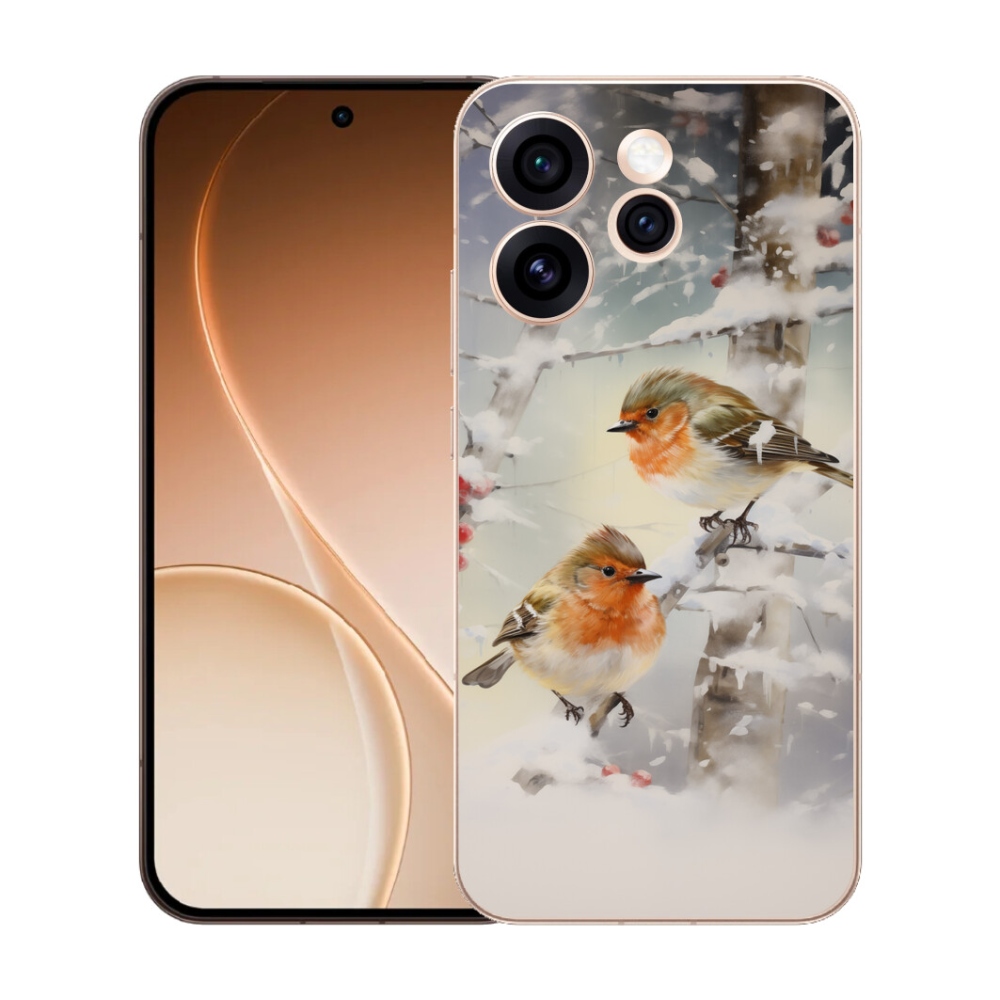 Gélový kryt mmCase na Oppo Reno 15 Pro 5G - vtáčiky v zime