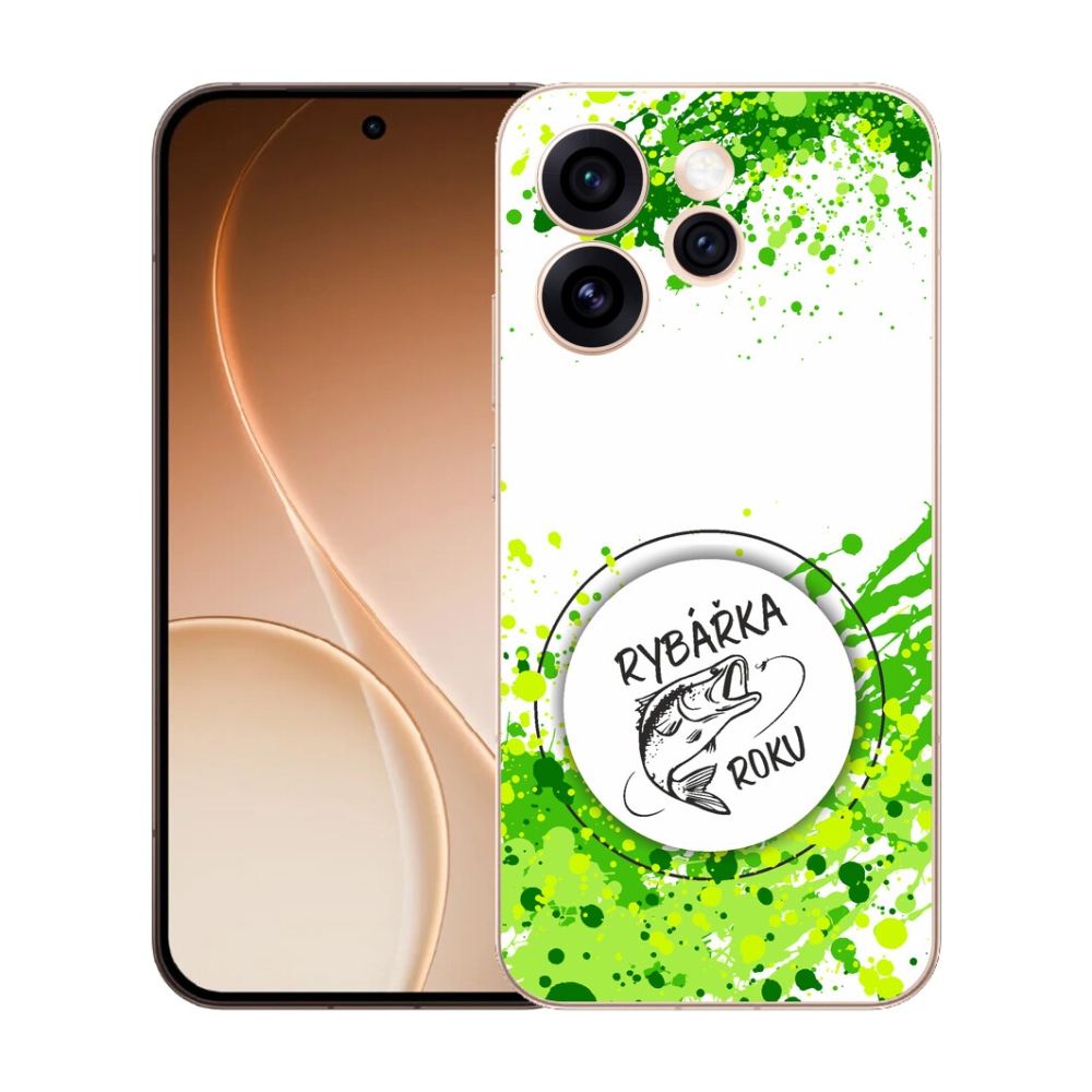 Gélový kryt mmCase na Oppo Reno 15 Pro 5G - rybárka roku biele pozadie
