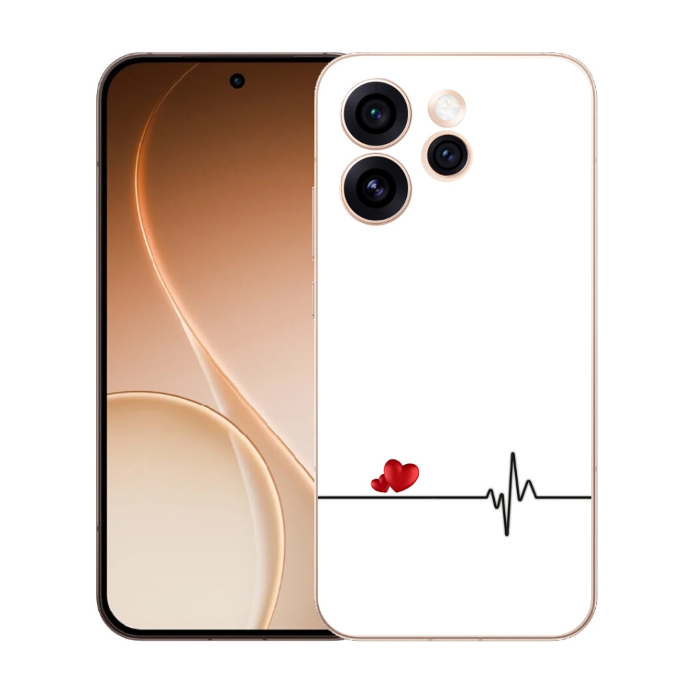 Gélový kryt mmCase na Oppo Reno 15 Pro 5G - srdce a tep biele pozadie