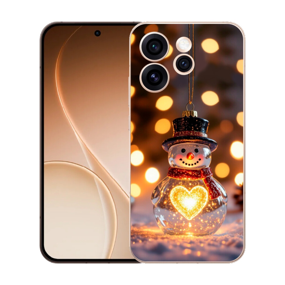 Gélový kryt mmCase na Oppo Reno 15 Pro 5G - svietiaci vianočný snehuliak