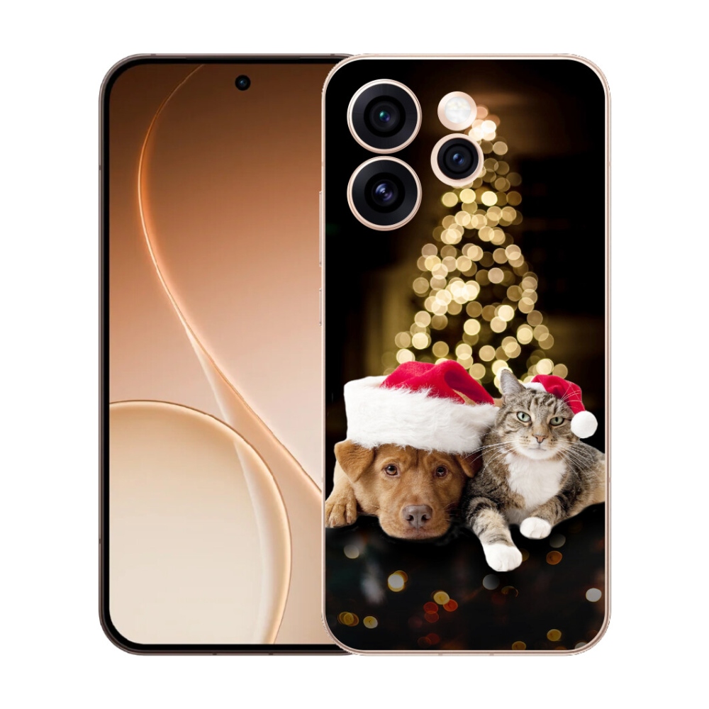 Gélový kryt mmCase na Oppo Reno 15 Pro 5G - vianočný pes a mačka