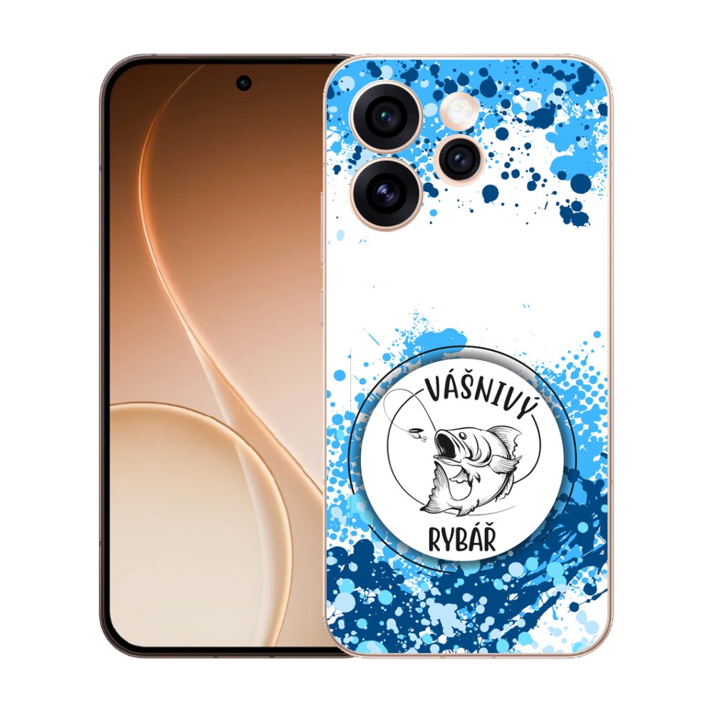 Gélový kryt mmCase na Oppo Reno 15 Pro 5G - vášnivý rybár biele pozadie
