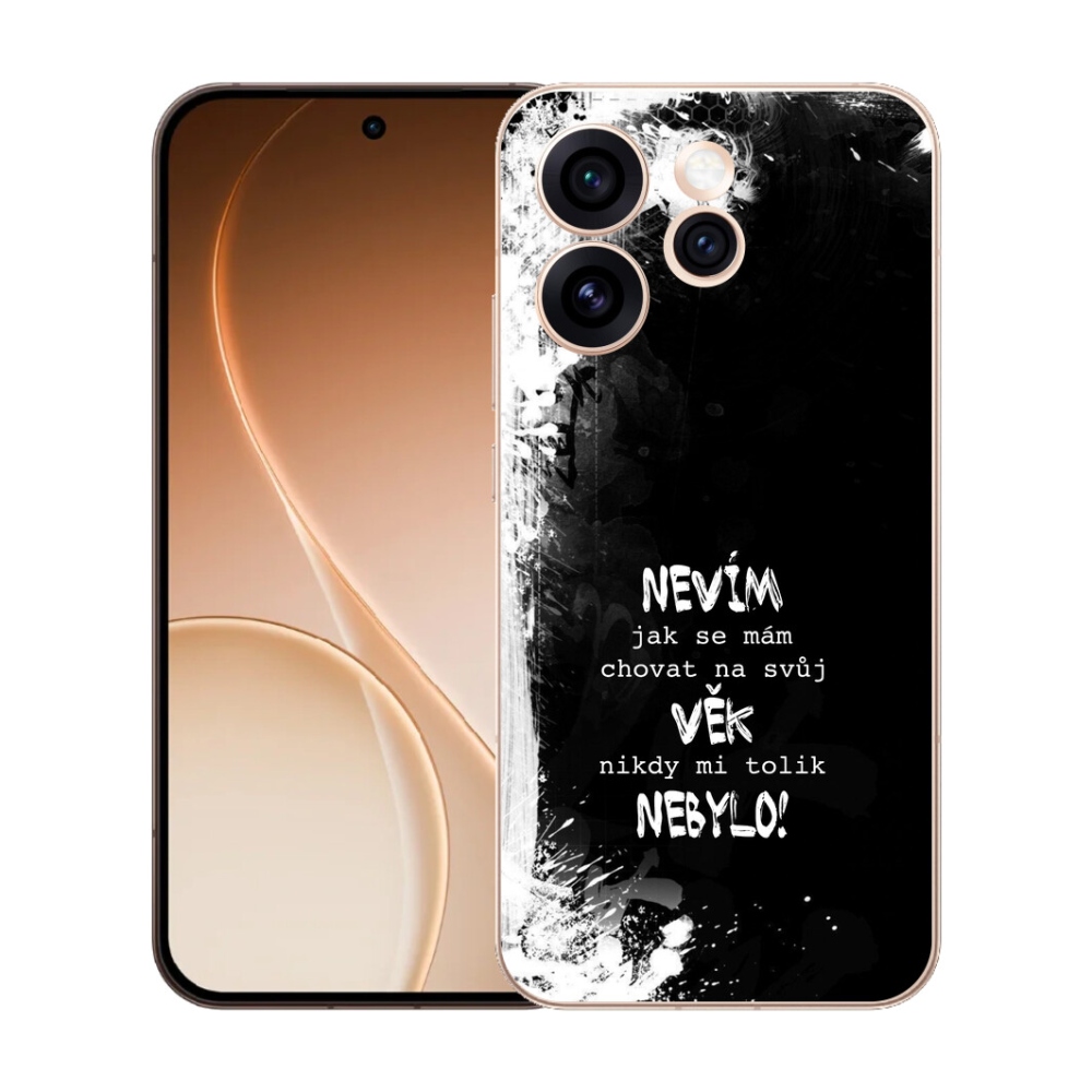 Gélový kryt mmCase na Oppo Reno 15 Pro 5G - vtipný text 14 čierne pozadie