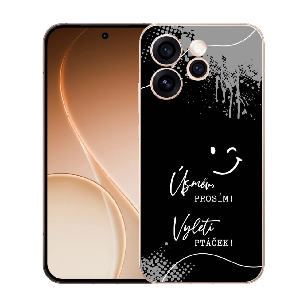 Gélový kryt mmCase na Oppo Reno 15 Pro 5G - vtipný text 4 čierne pozadie