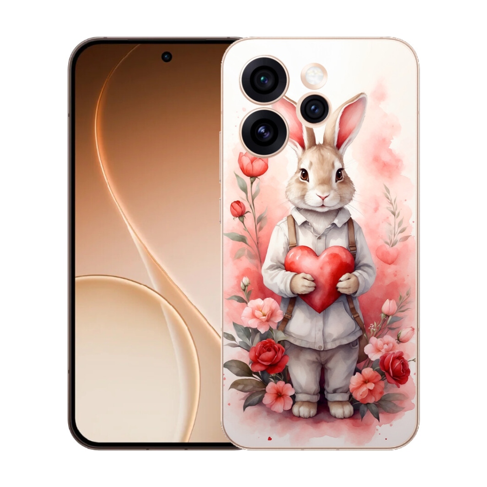 Gélový kryt mmCase na Oppo Reno 15 Pro 5G - zajac so srdiečkom