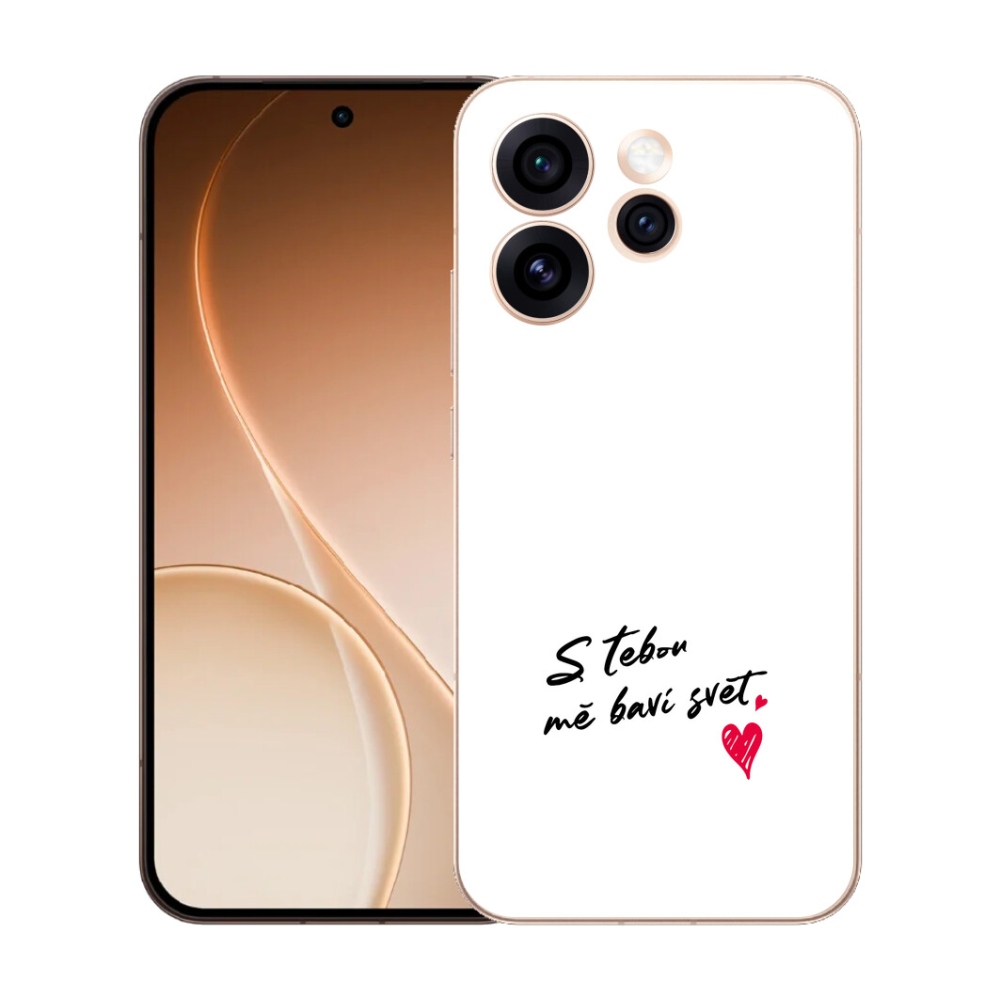 Gélový kryt mmCase na Oppo Reno 15 Pro 5G - zamilovaný text 1 biele pozadie