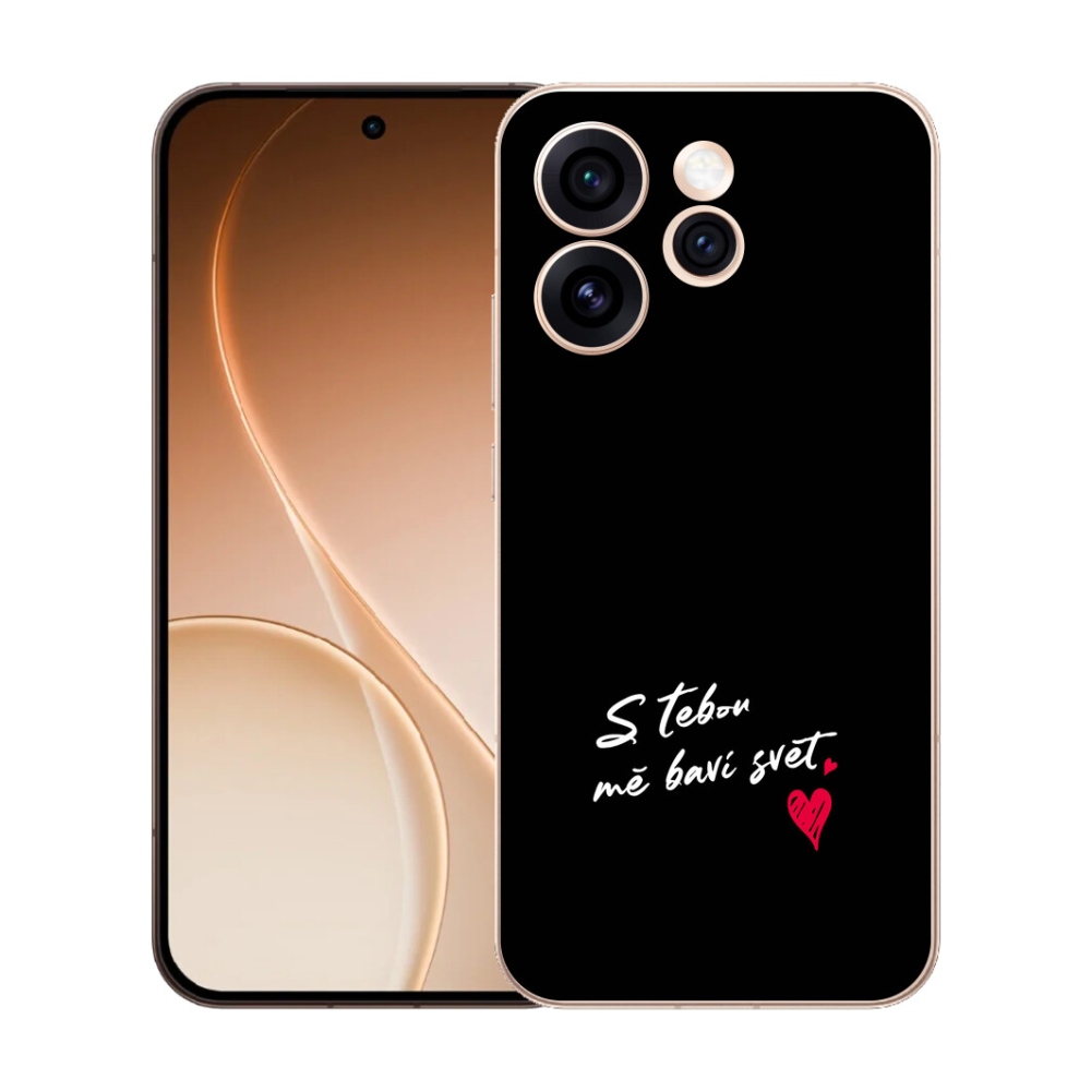 Gélový kryt mmCase na Oppo Reno 15 Pro 5G - zamilovaný text 1 čierne pozadie