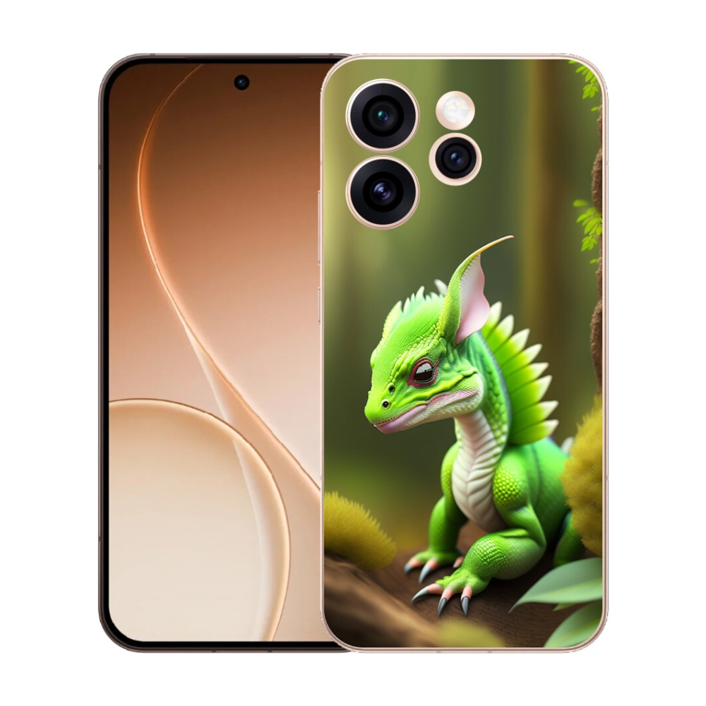 Gélový kryt mmCase na Oppo Reno 15 Pro 5G - zelený dráčik