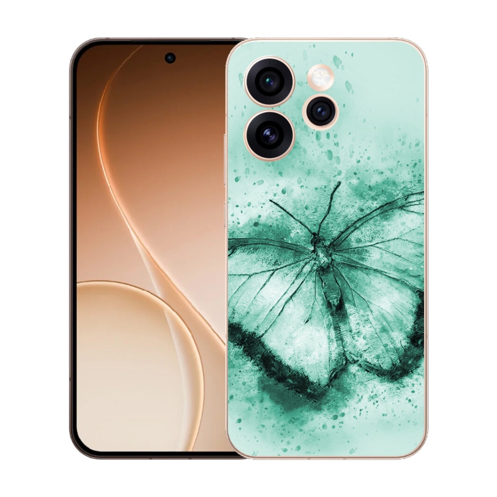Gélový kryt mmCase na Oppo Reno 15 Pro 5G - zelený motýľ