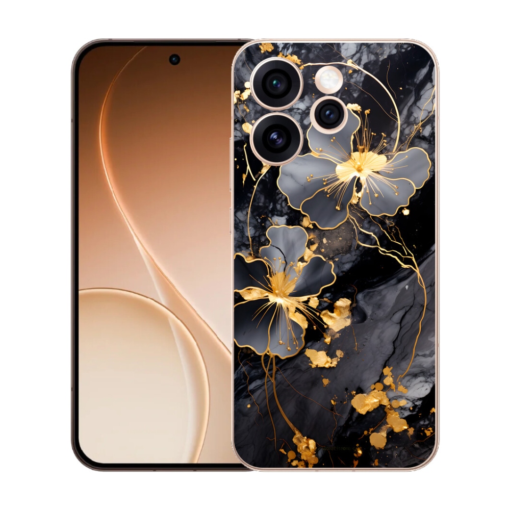 Gélový kryt mmCase na Oppo Reno 15 Pro 5G - zlaté kvety