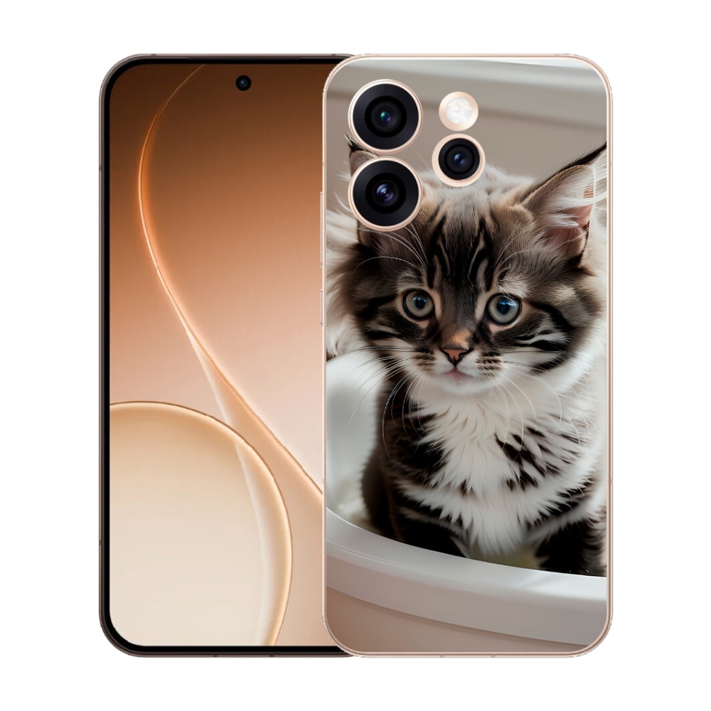 Gélový kryt mmCase na Oppo Reno 15 Pro 5G - zvedavé mačiatko