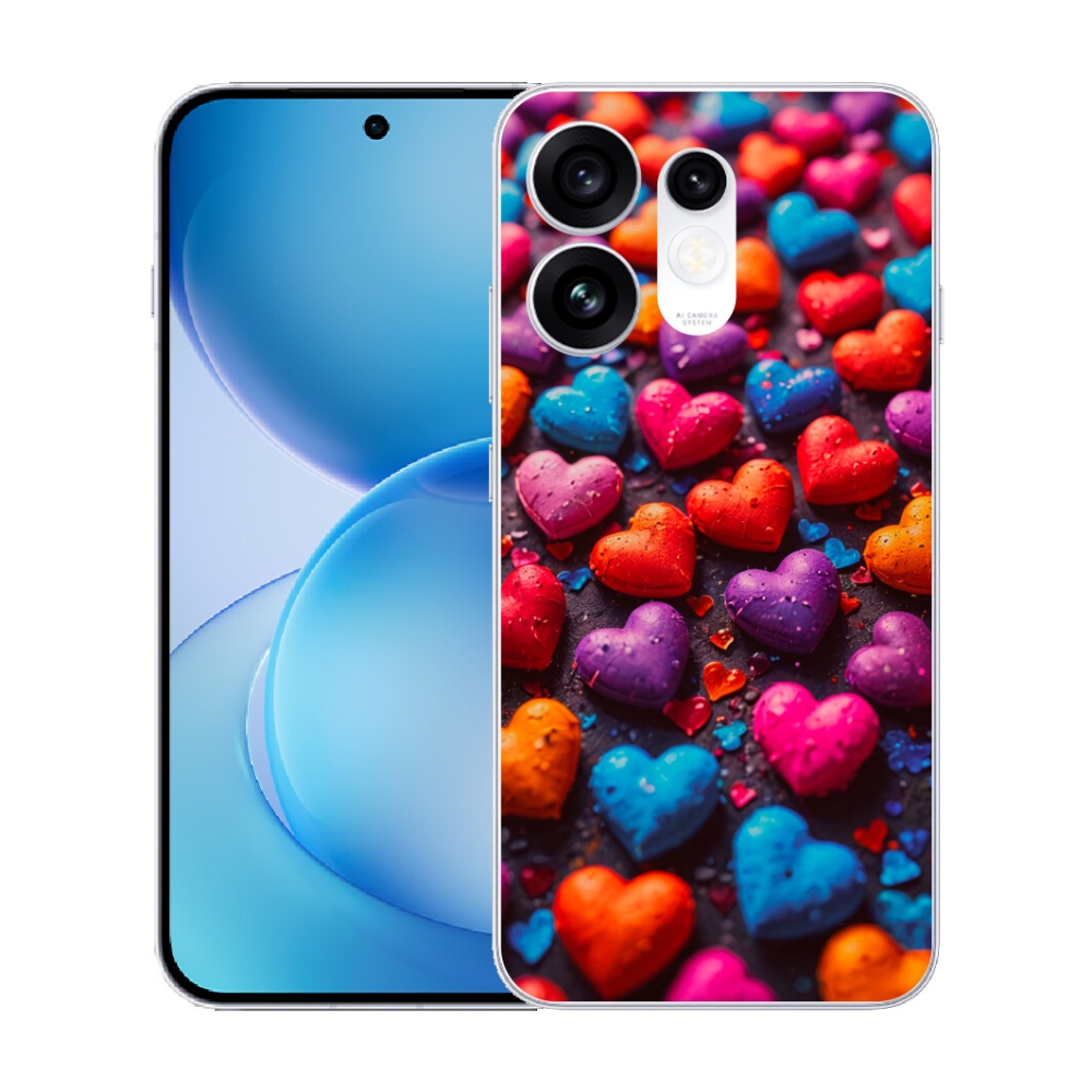 Gélový kryt mmCase na Oppo Reno 16 5G - farebné srdcia
