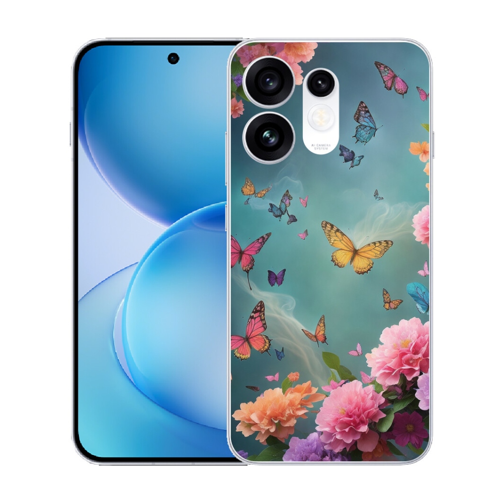 Gélový kryt mmCase na Oppo Reno 16 5G - farebné kvety a motýle