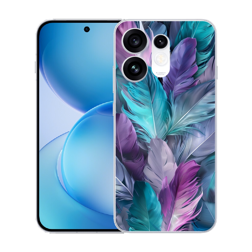 Gélový kryt mmCase na Oppo Reno 16 5G - farebné perie 2