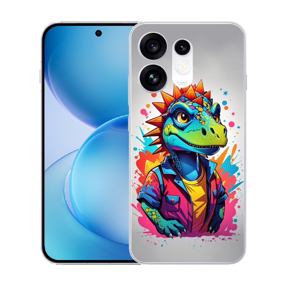 Gélový kryt mmCase na Oppo Reno 16 5G - farebný dinosaurus