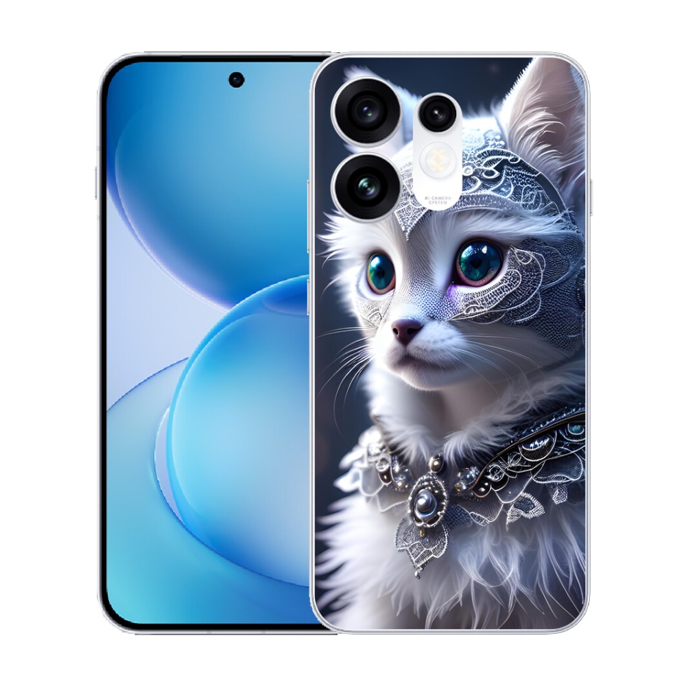 Gélový kryt mmCase na Oppo Reno 16 5G - biela mačka