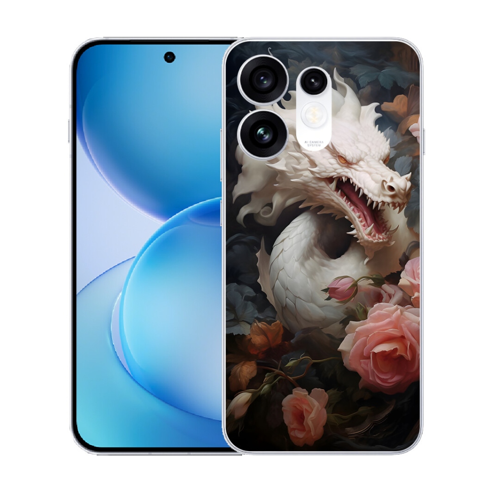 Gélový kryt mmCase na Oppo Reno 16 5G - biely drak