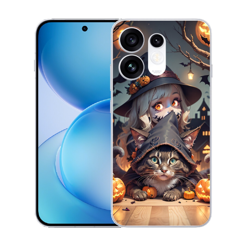 Gélový kryt mmCase na Oppo Reno 16 5G - čarodejnica s mačkou
