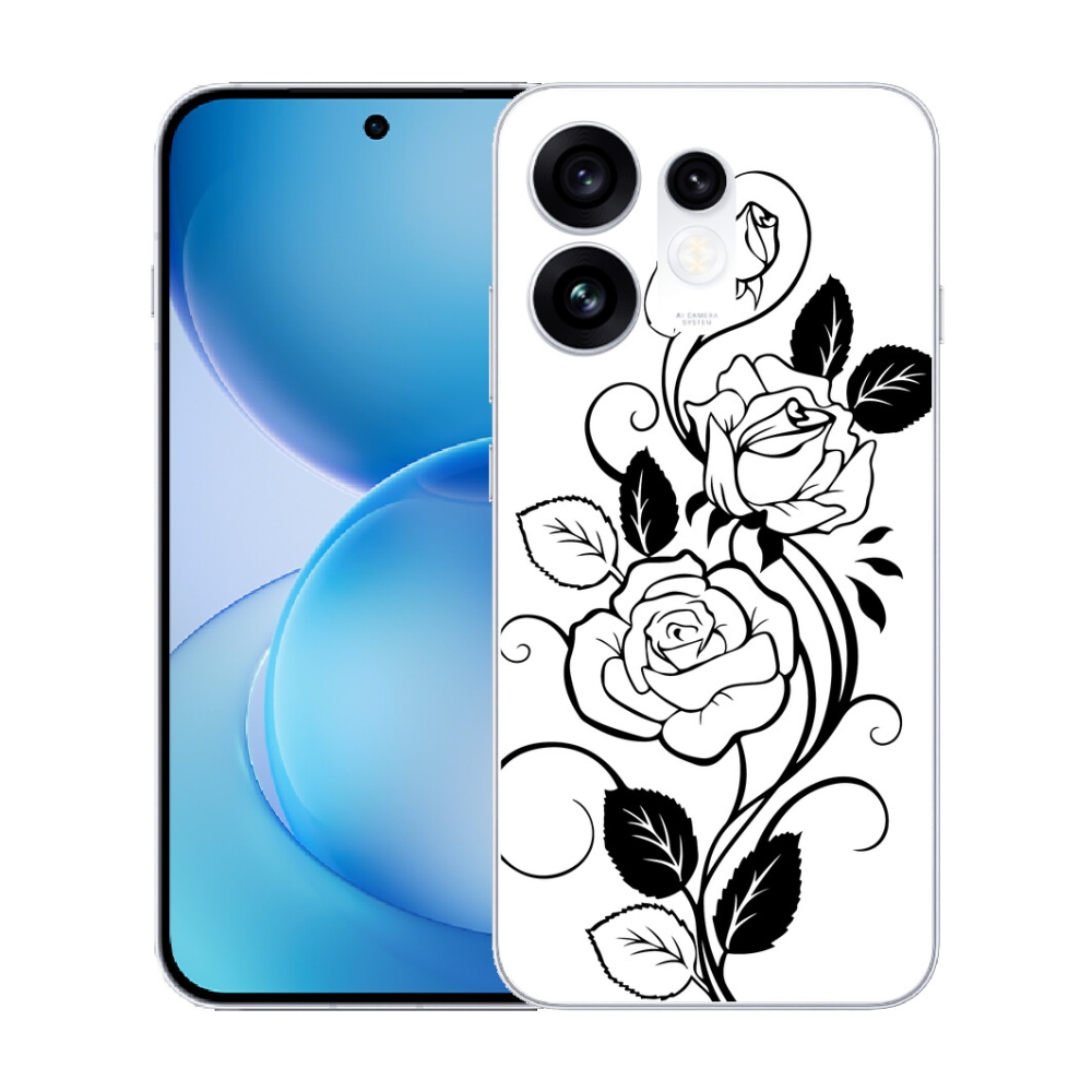 Gélový kryt mmCase na Oppo Reno 16 5G - čiernobiela ruža