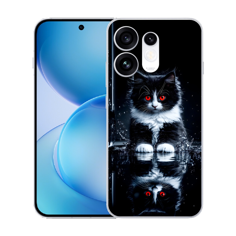 Gélový kryt mmCase na Oppo Reno 16 5G - čiernobiele mačiatko