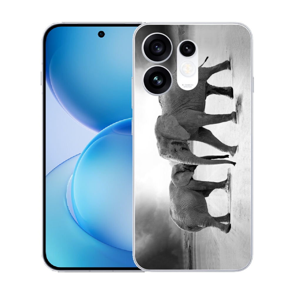 Gélový kryt mmCase na Oppo Reno 16 5G - čiernobieli slony