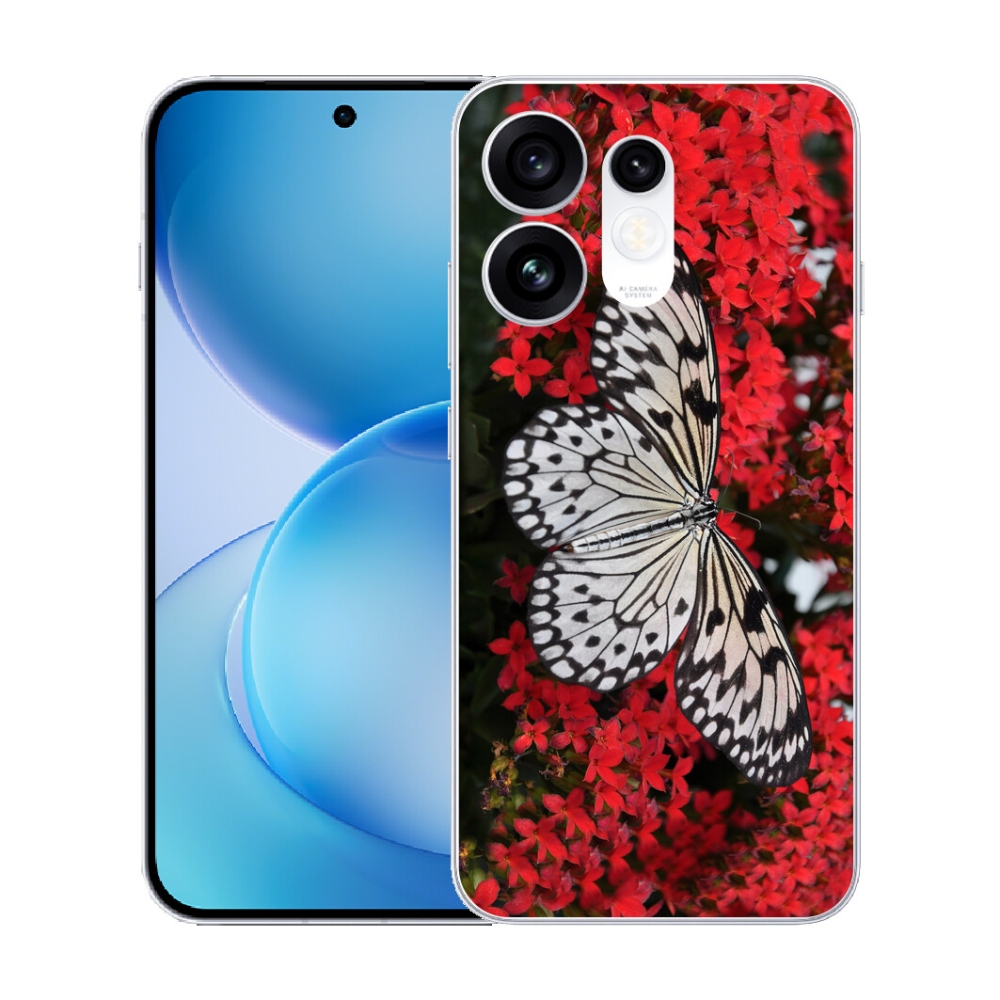 Gélový kryt mmCase na Oppo Reno 16 5G - čiernobiely motýľ 1