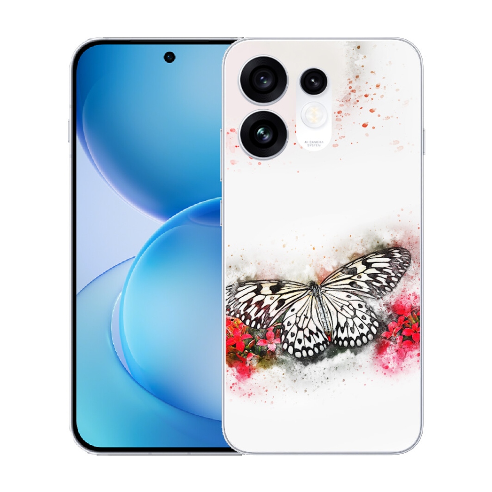 Gélový kryt mmCase na Oppo Reno 16 5G - čiernobiely motýľ