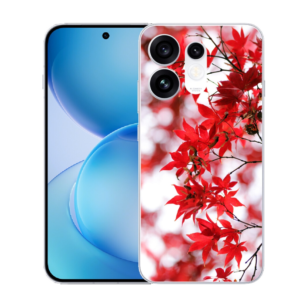 Gélový kryt mmCase na Oppo Reno 16 5G - červené listy