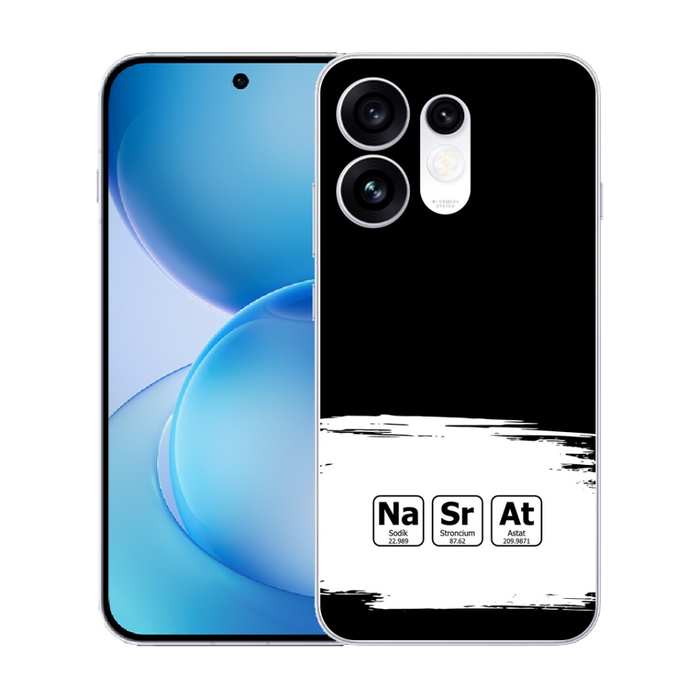 Gélový kryt mmCase na Oppo Reno 16 5G - chemické prvky bieločierne pozadie