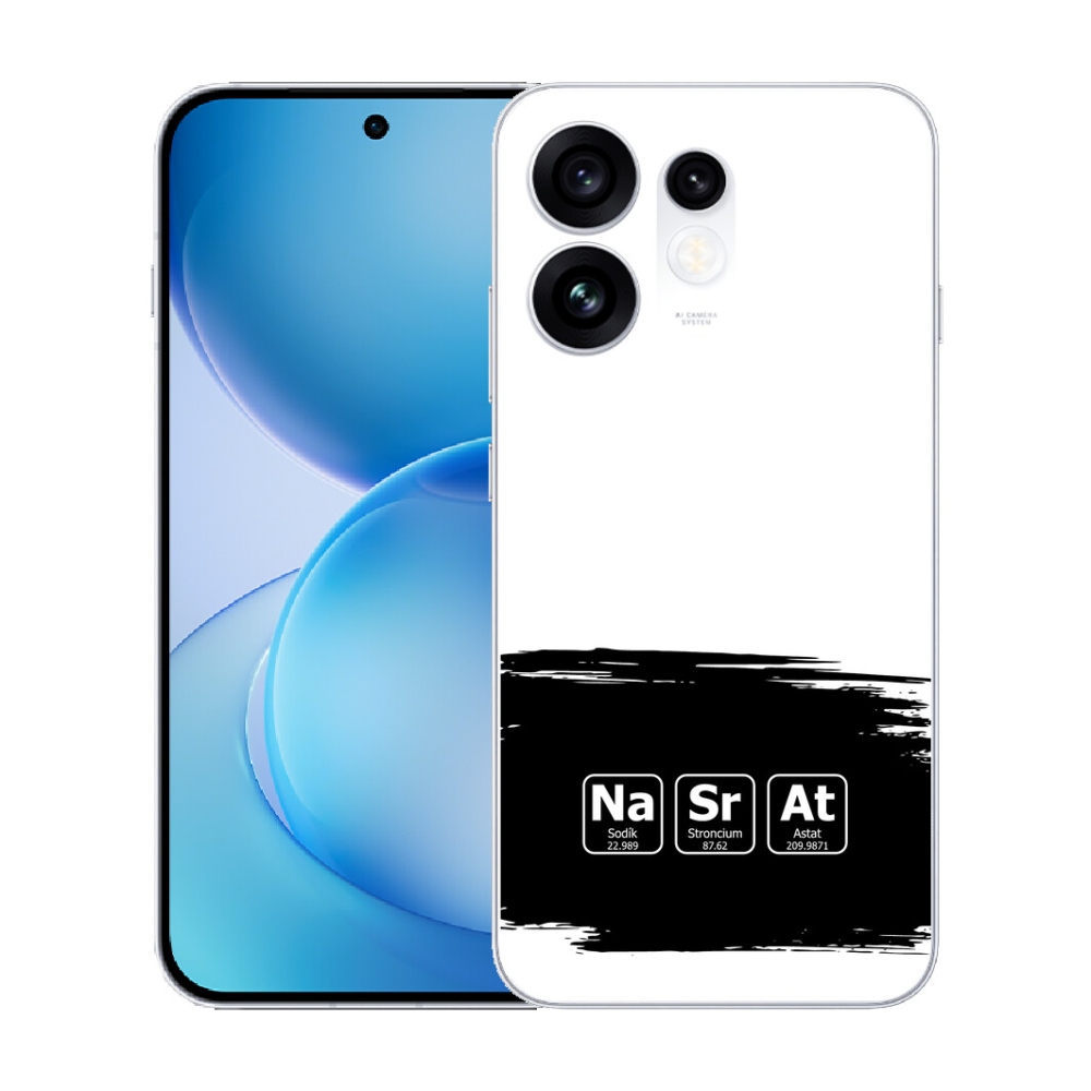 Gélový kryt mmCase na Oppo Reno 16 5G - chemické prvky čiernobiele pozadie