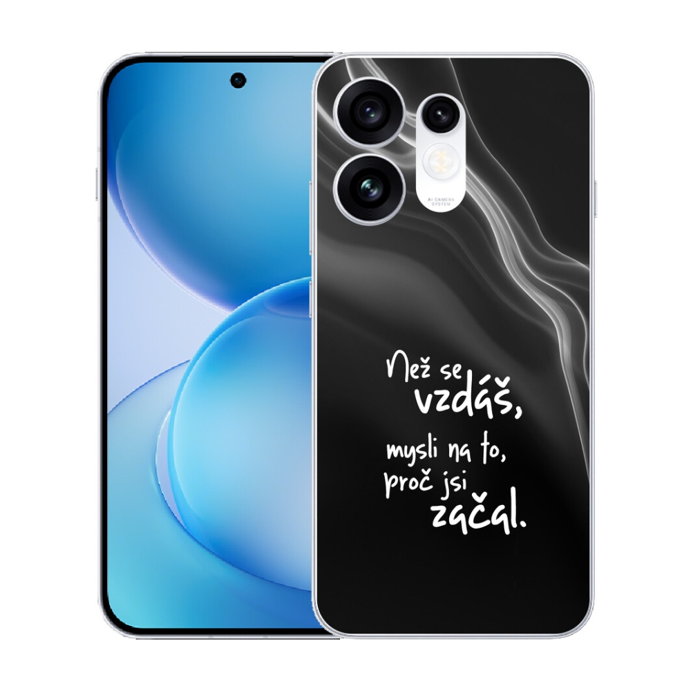 Gélový kryt mmCase na Oppo Reno 16 5G - citát 2 čierne pozadie