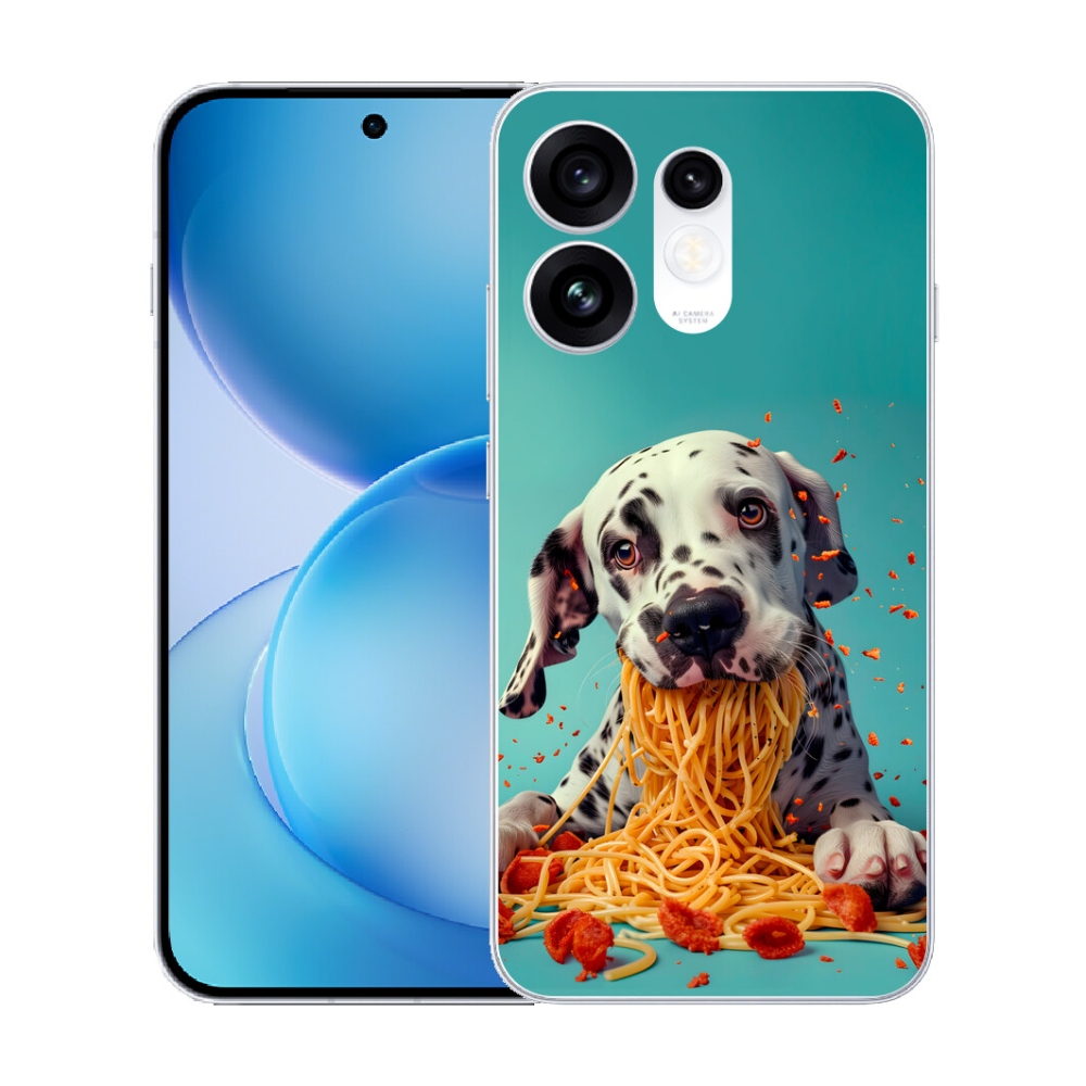 Gélový kryt mmCase na Oppo Reno 16 5G - dalmatín a špagety