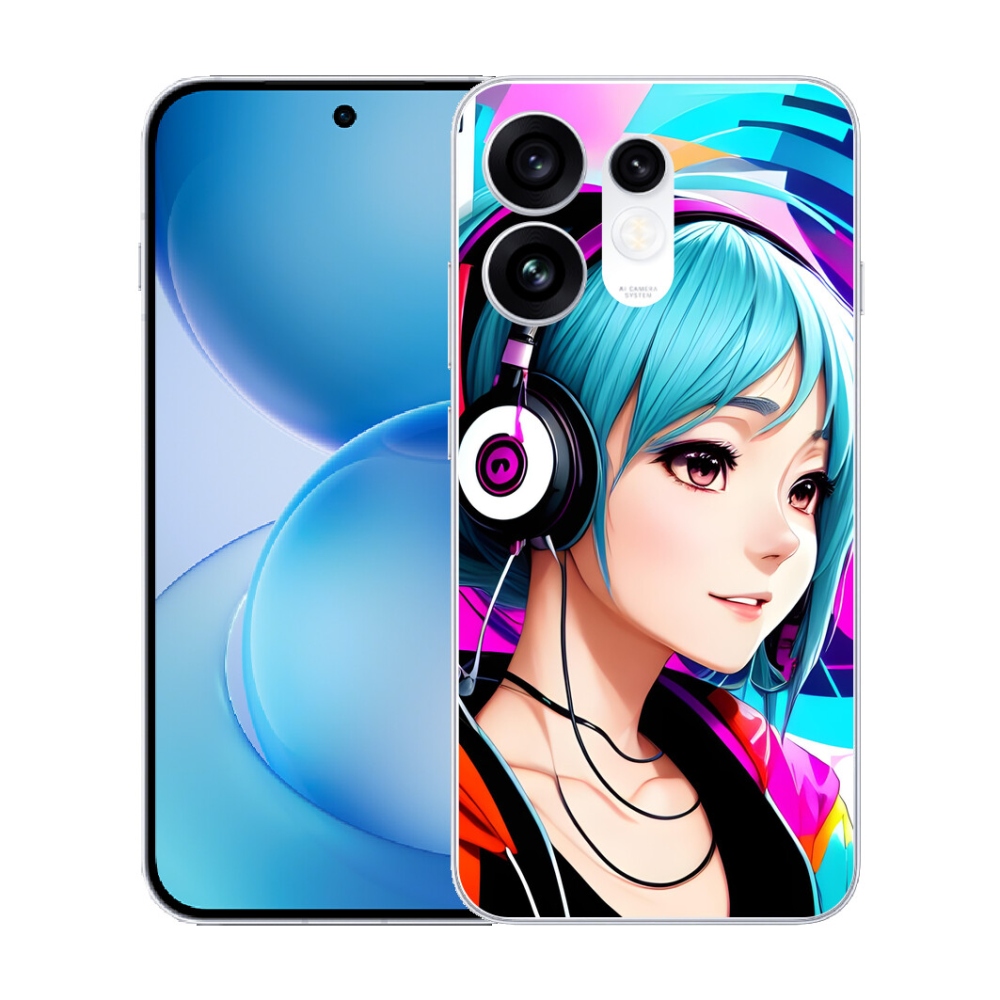 Gélový kryt mmCase na Oppo Reno 16 5G - dievča so slúchadlami