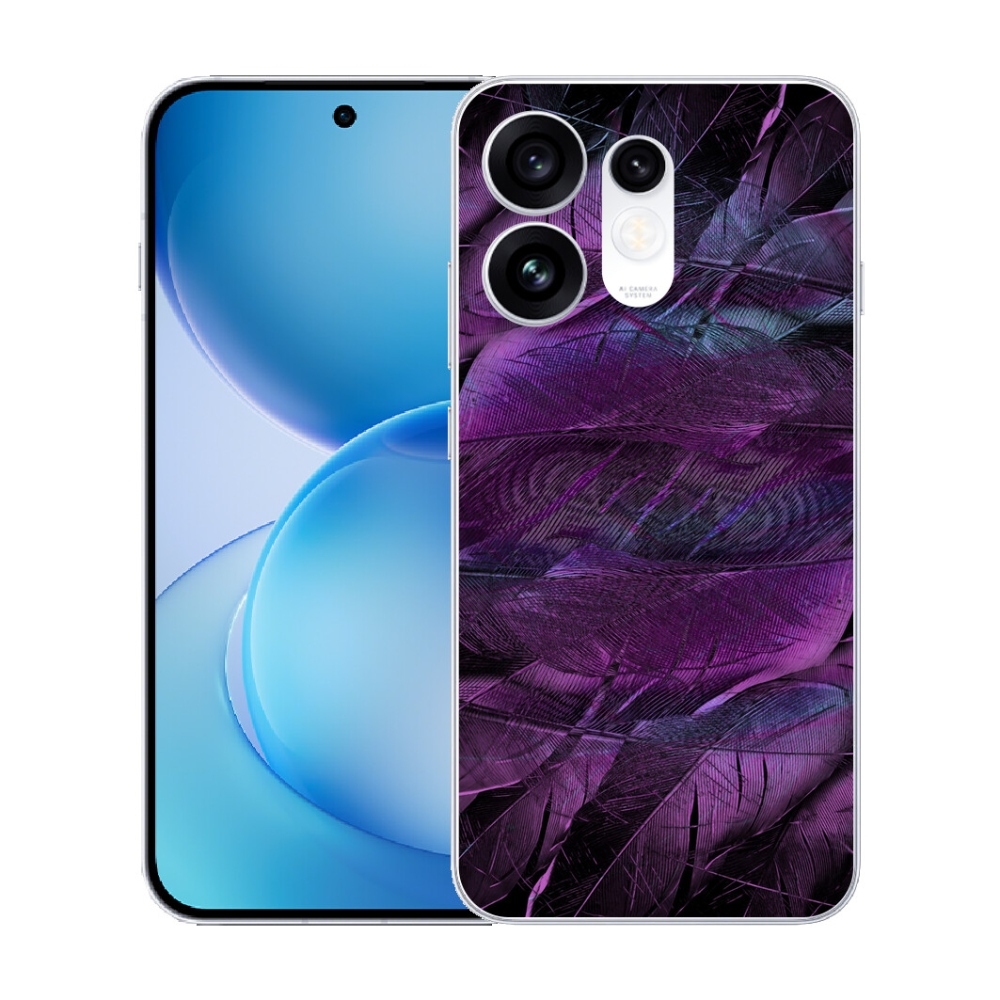 Gélový kryt mmCase na Oppo Reno 16 5G - fialové pierka