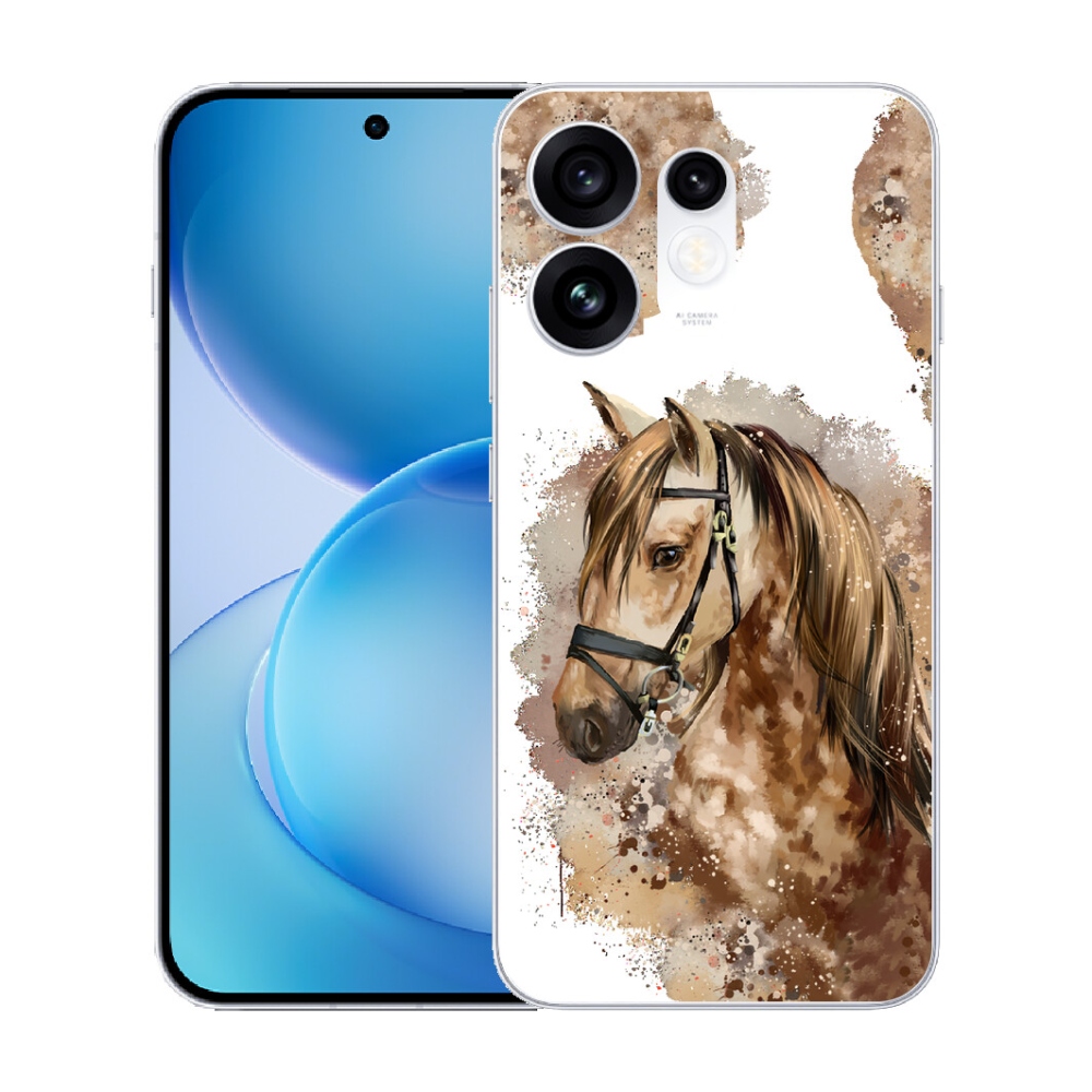 Gélový kryt mmCase na Oppo Reno 16 5G - hnedý kreslený kôň
