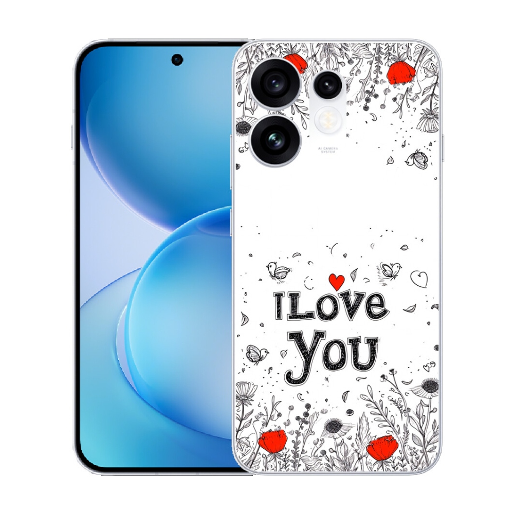 Gélový kryt mmCase na Oppo Reno 16 5G - I love you biele pozadie