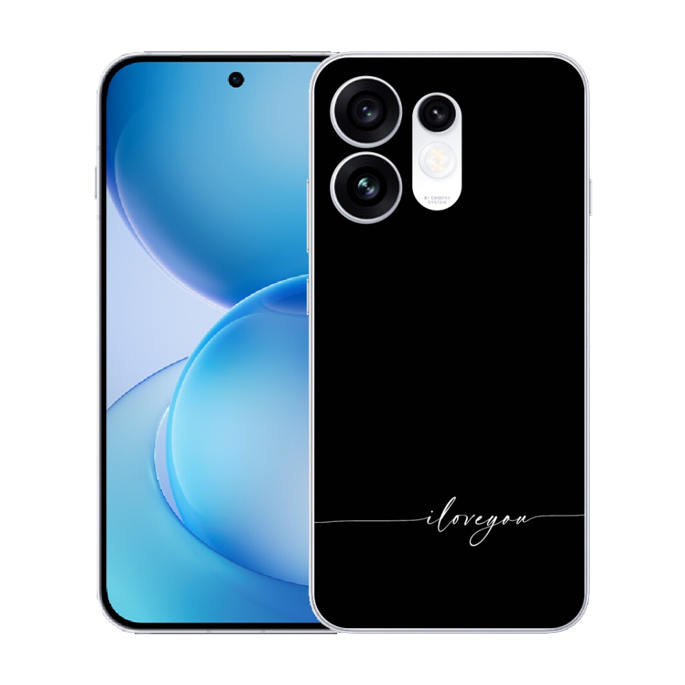 Gélový kryt mmCase na Oppo Reno 16 5G - I love you čierne pozadie