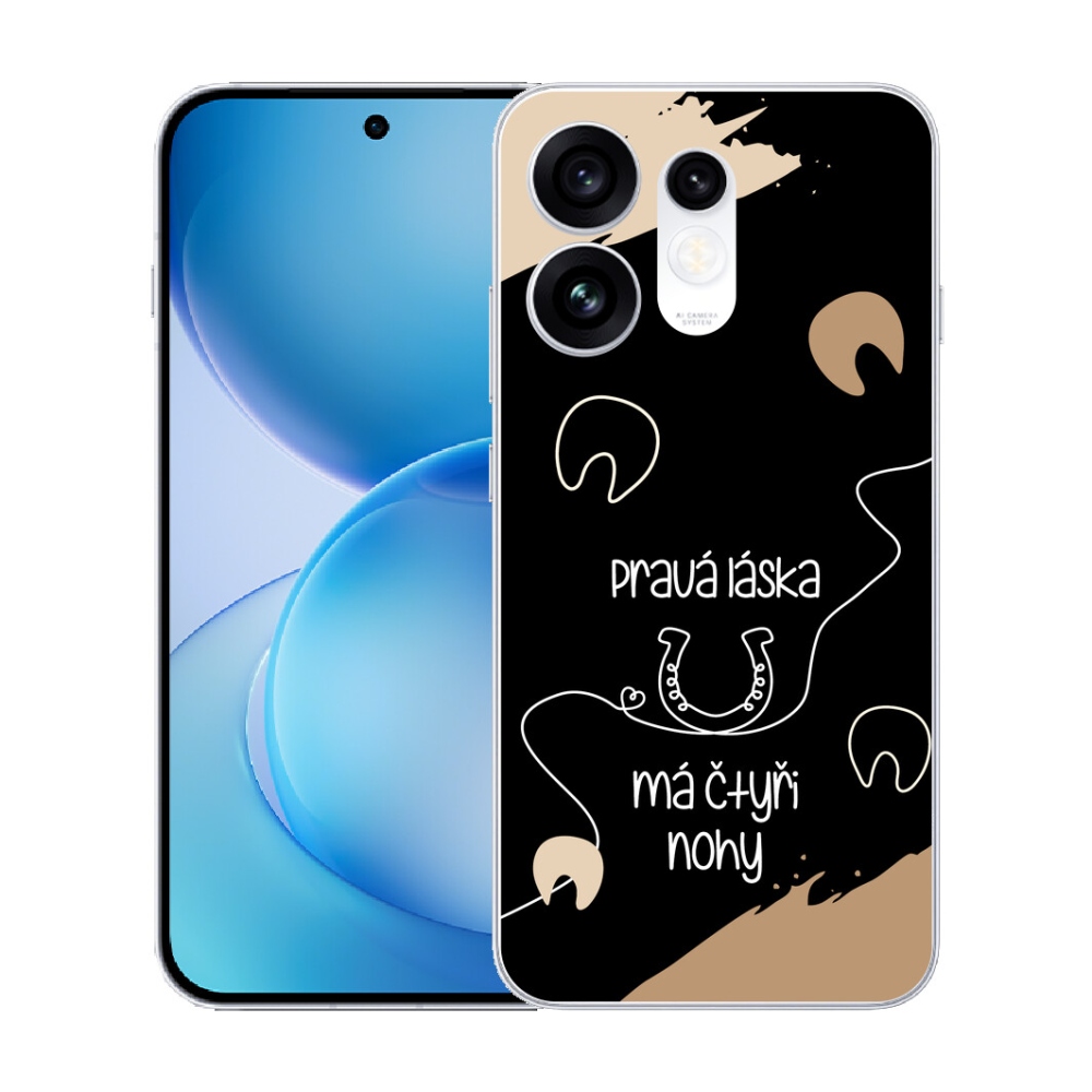 Gélový kryt mmCase na Oppo Reno 16 5G - konský motív čierne pozadie