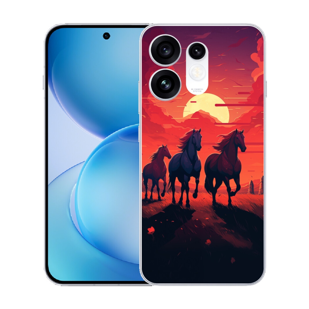 Gélový kryt mmCase na Oppo Reno 16 5G - kone a západ slnka